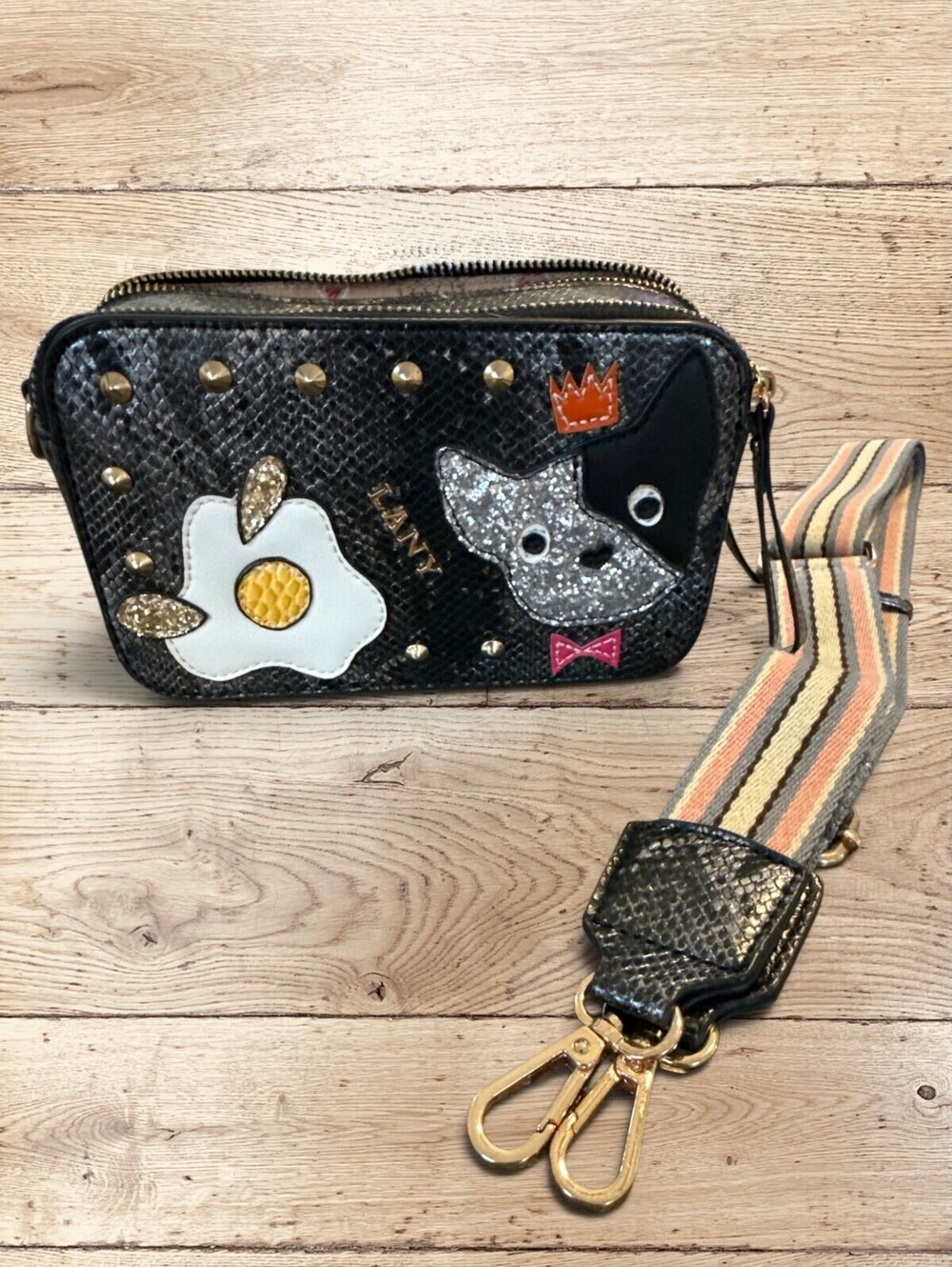 LANY Cat Egg Crossbody Bag Y2K Kawaii Maximalist Novelty Snake Print Purse